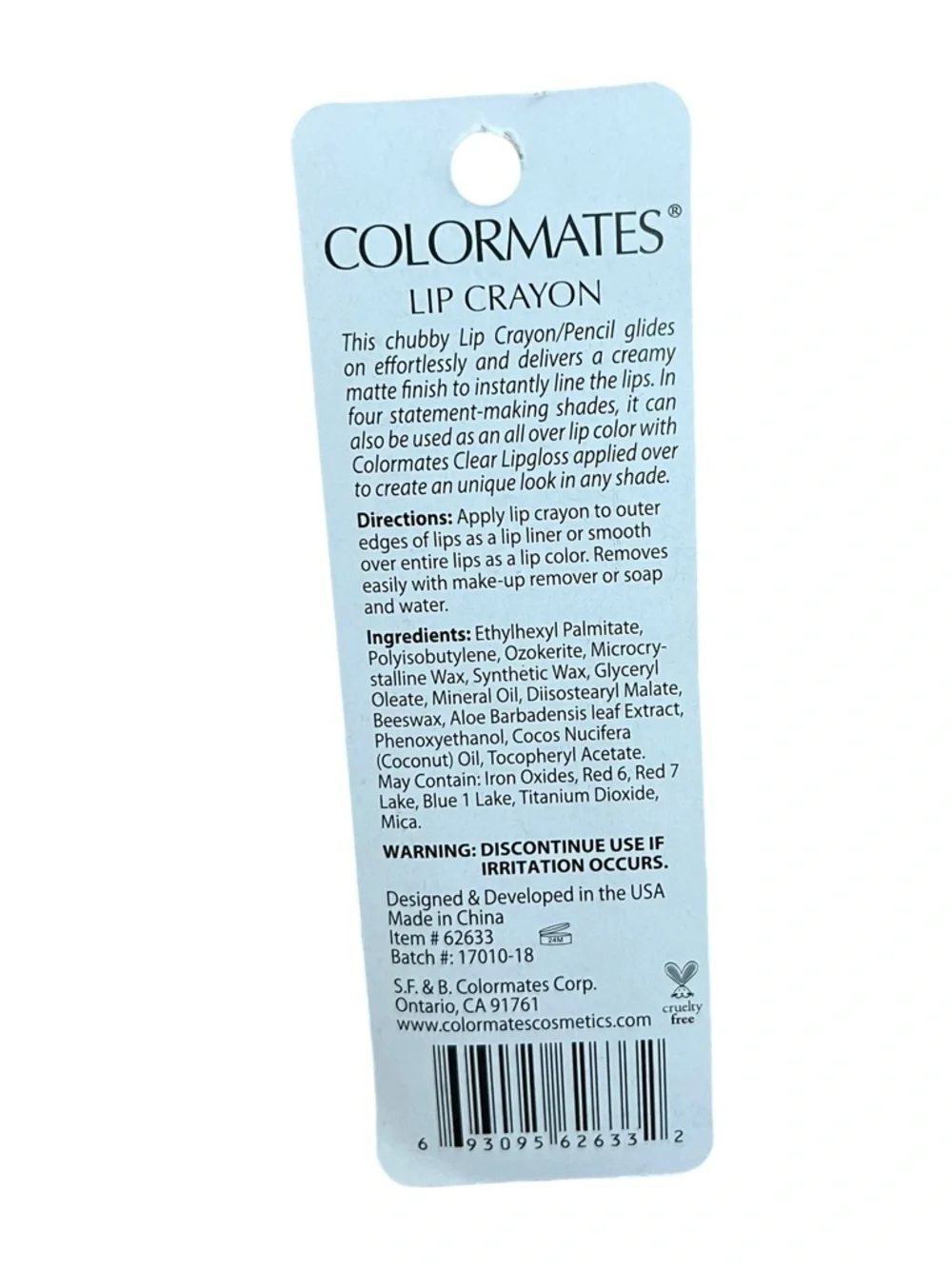 Colormates Lip Crayon Lot of 2 Soft Plum Moisturizing Vitamin E 62633 NIP